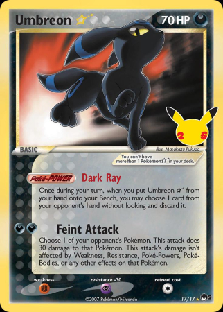 RAW Cards - Umbreon Gold Star (CEL POP5 17) - NM | Pokemon Celebrations