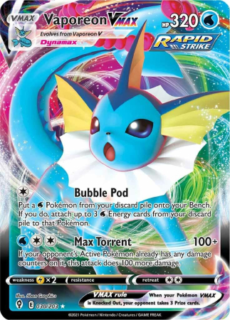 RAW Cards - Vaporeon Vmax (EVS030) - NM | Pokemon Evolving Skies