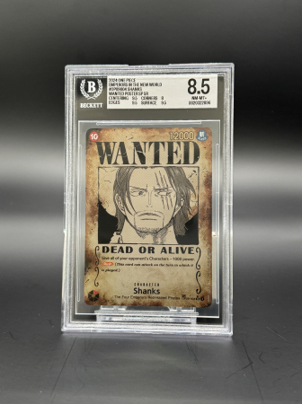 BGS Cards - WANTED Shanks (OP09-004) (V.3) - Graded BGS 8.5 [NM-MT+] | One Piece: Emperors in the New World