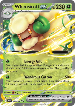 RAW Cards - Whimsicott ex (WHT005) - NM | Pokemon White Flare