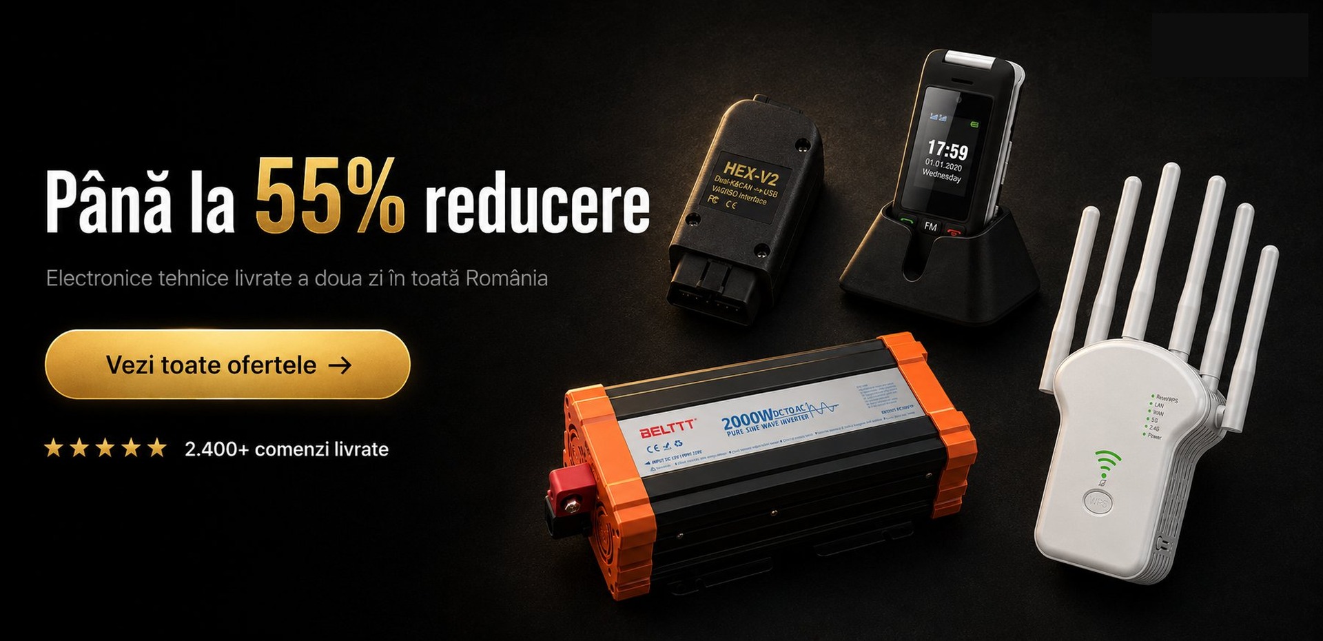 Până la 55% reducere — electronice tehnice