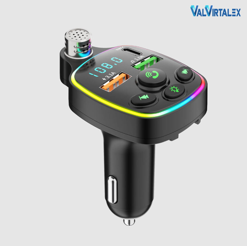 Modulator FM Auto VALVIRTALEX® Q11 Bluetooth 5.0, RGB, USB-C, Afișaj Digital [3]