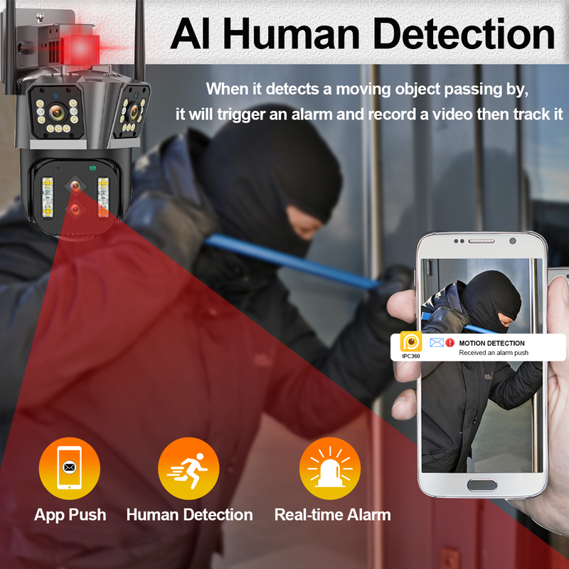 Cameră Supraveghere Wi-Fi ValVirtalex 6K cu 4 Lentile și Zoom Hibrid 10X [3]
