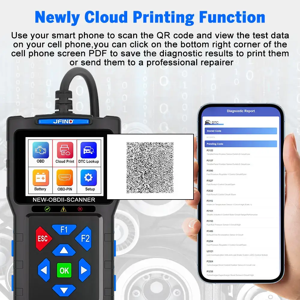 Scanner Auto OBD2 JF700 PRO – Test Baterie, Citire DTC, Live Data, 2.8” TFT, Multi-Language [6]