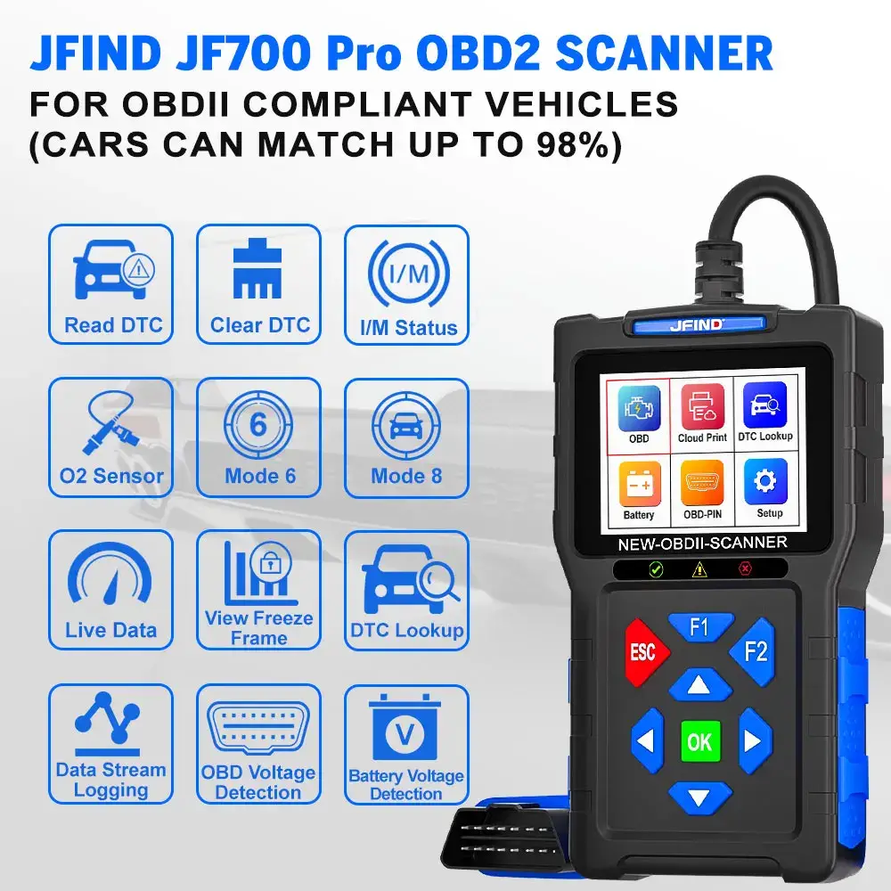 Scanner Auto OBD2 JF700 PRO – Test Baterie, Citire DTC, Live Data, 2.8” TFT, Multi-Language [7]