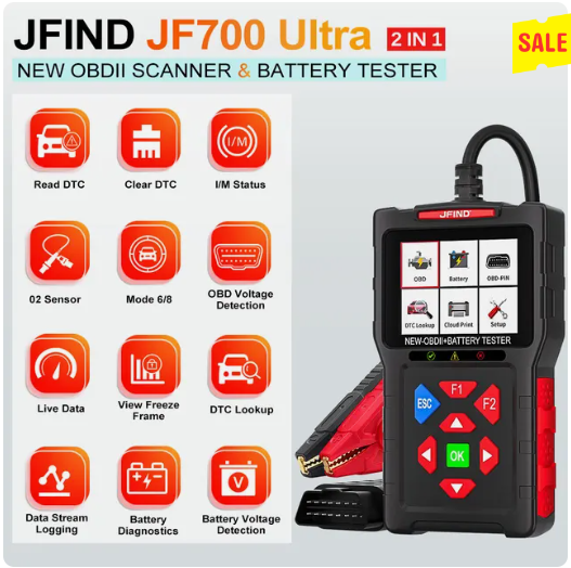 Tester Auto 2-în-1 JF700 Ultra VALVIRTALEX® – OBD2 + Tester Baterie 12V/24V [2]