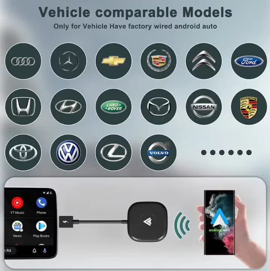 Adaptor Android Auto Wireless VALVIRTALEX® – Conexiune rapidă, Wi-Fi 5GHz, Plug & Play, Compatibil Android 11+ [10]