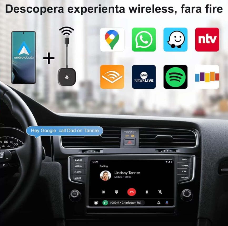 Adaptor Android Auto Wireless VALVIRTALEX® – Conexiune rapidă, Wi-Fi 5GHz, Plug & Play, Compatibil Android 11+ [3]
