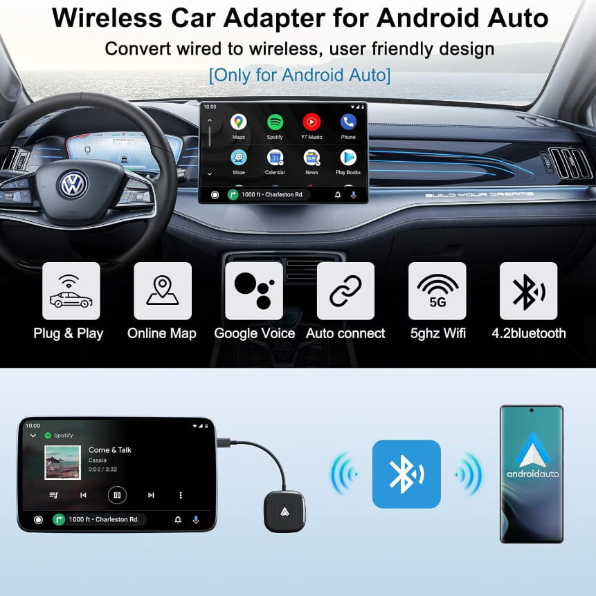Adaptor Android Auto Wireless VALVIRTALEX® – Conexiune rapidă, Wi-Fi 5GHz, Plug & Play, Compatibil Android 11+ [2]