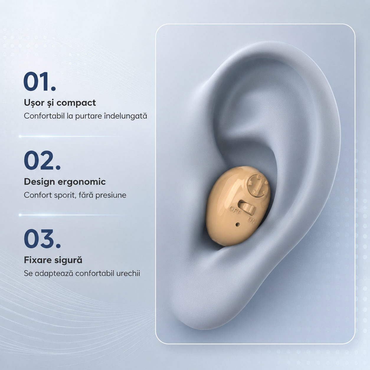 Amplificator auditiv Great-Ears G12C reincarcabil bej, set 2 bucati cu husa de incarcare magnetica [3]