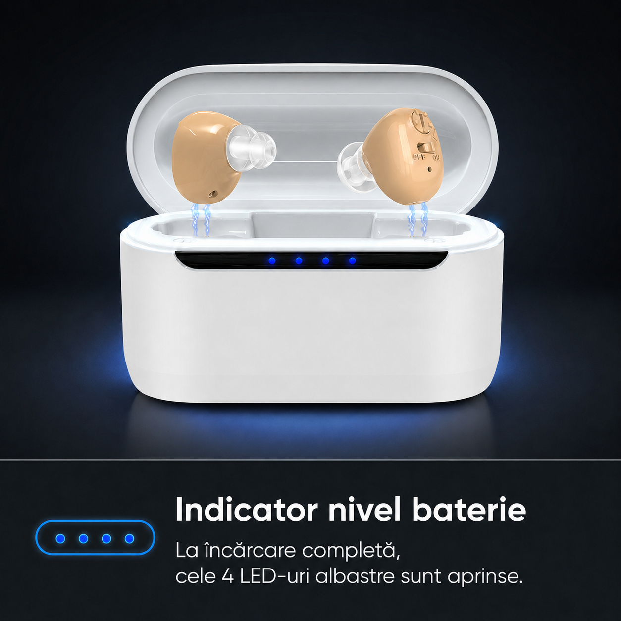 Amplificator auditiv Great-Ears G12C reincarcabil bej, set 2 bucati cu husa de incarcare magnetica [5]