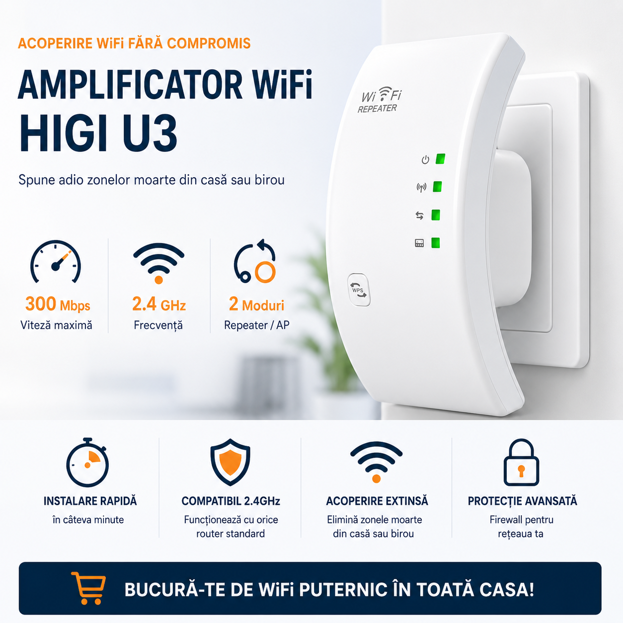 Amplificator semnal WiFi Higi U3 cu antene interne [2]