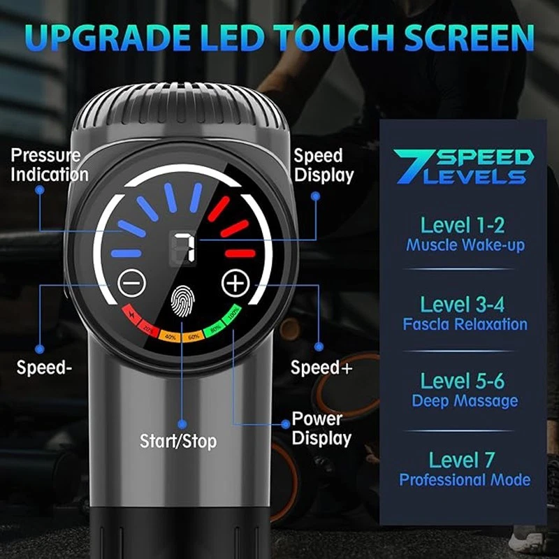 Aparat Masaj Muscular Tip Pistol cu 10 Capete si 7 Trepte Viteza [2]