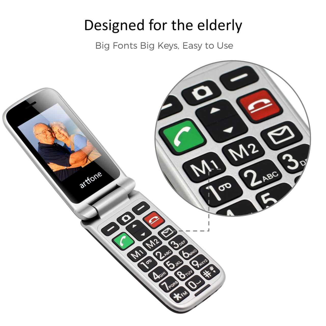 Telefon Artfone CF241A cu clapetă, taste mari și buton SOS pentru seniori [3]