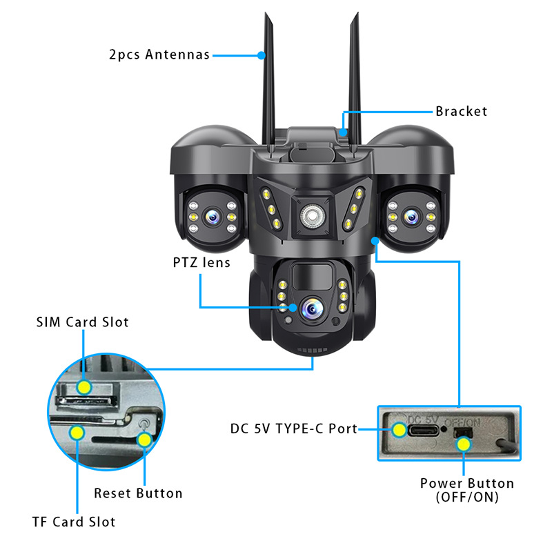 Camera supraveghere 4G solara V380 Solar 3P6C 4G PTZ exterior [3]