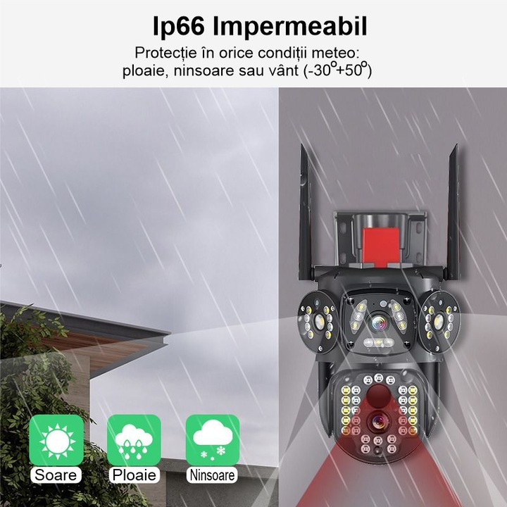 Camera Supraveghere WiFi V380 12MP 3 Lentile PTZ Exterior [4]