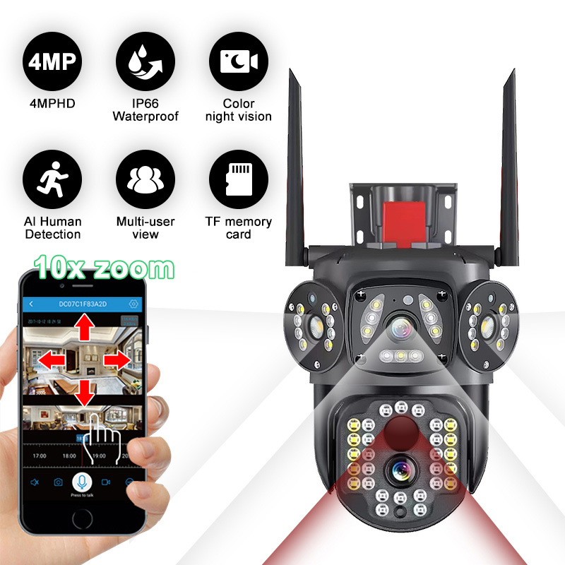 Cameră Supraveghere Solară 4G V380 S9A 10X – 3 Lentile, Zoom 10X [4]