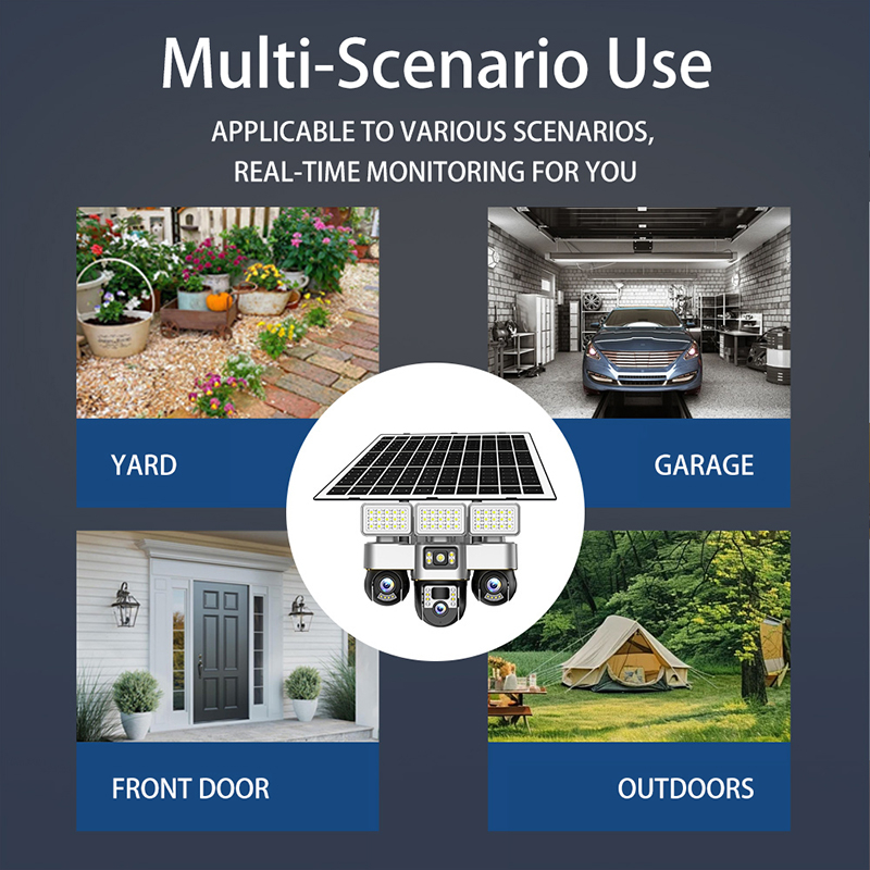 Cameră supraveghere solară V380 WiFi 4G triplă lentilă [8]