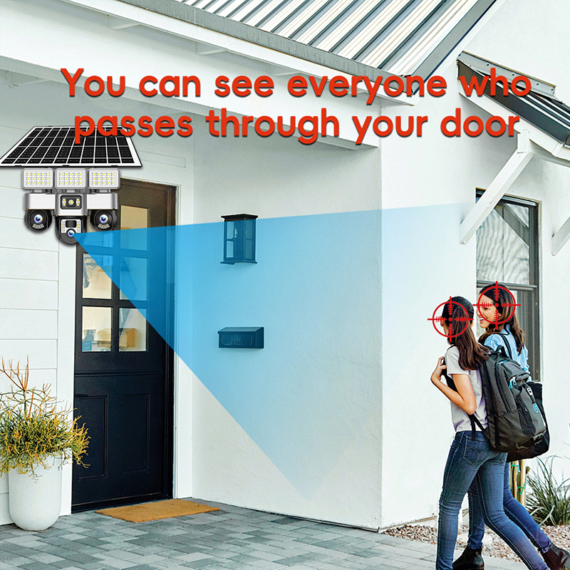 Cameră supraveghere solară V380 WiFi 4G triplă lentilă [13]