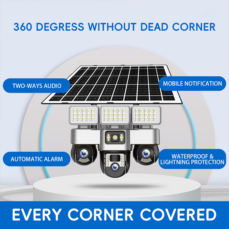 Cameră supraveghere solară V380 WiFi 4G triplă lentilă [11]