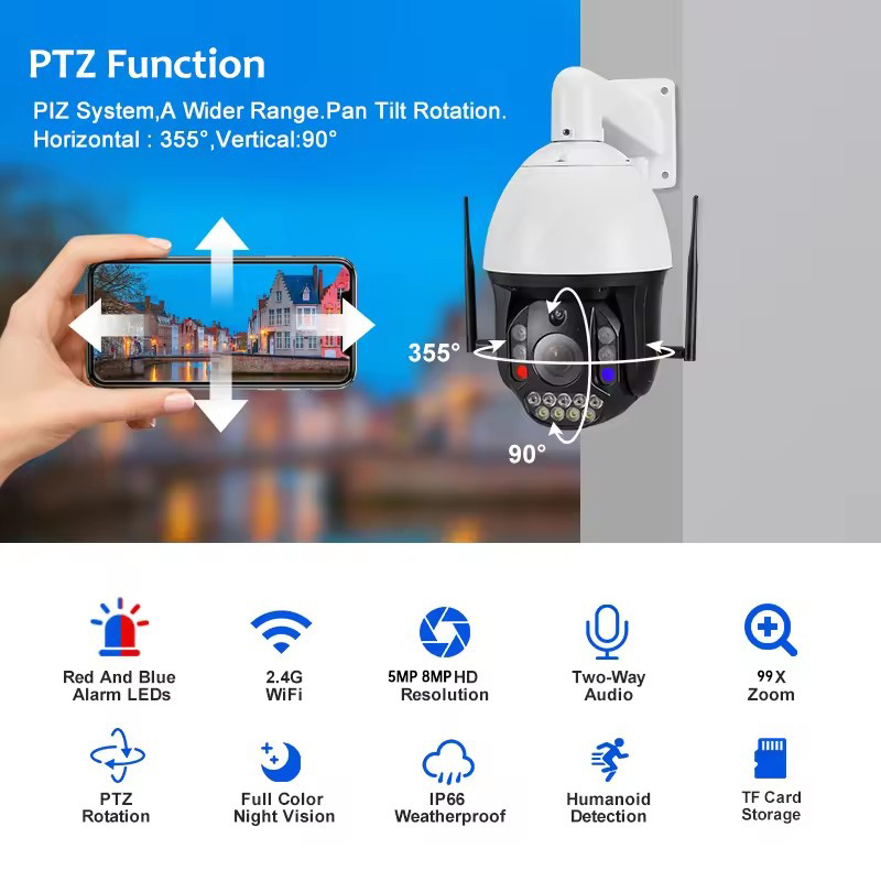 Cameră Supraveghere Wi-Fi ValVirtalex 8MP cu Zoom Optic 99X și PTZ 360° [2]