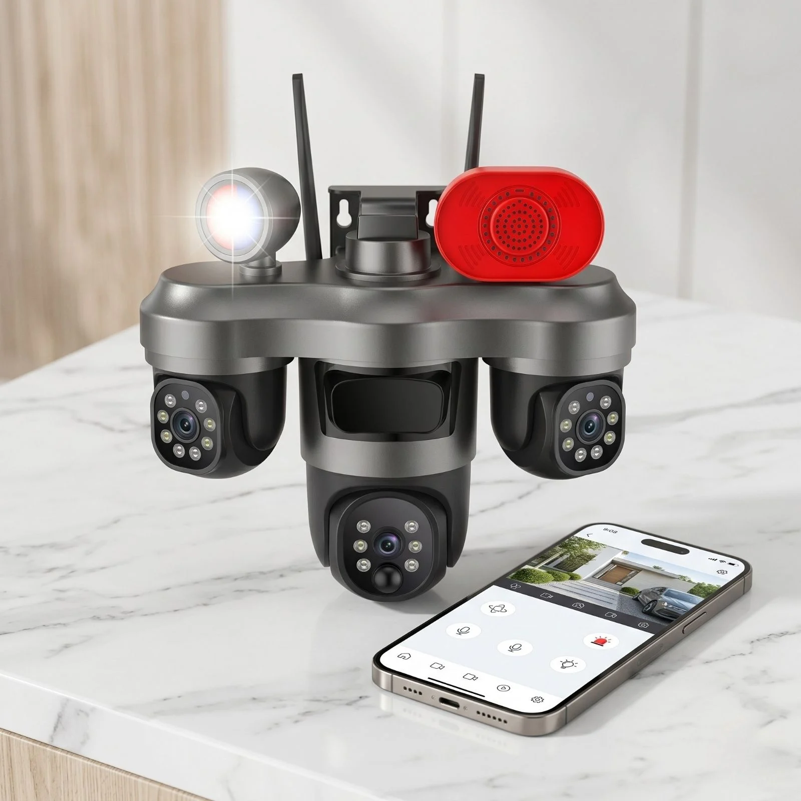 Camera supraveghere WiFi 3 lentile 12MP OKAM Pro vedere nocturna color [3]