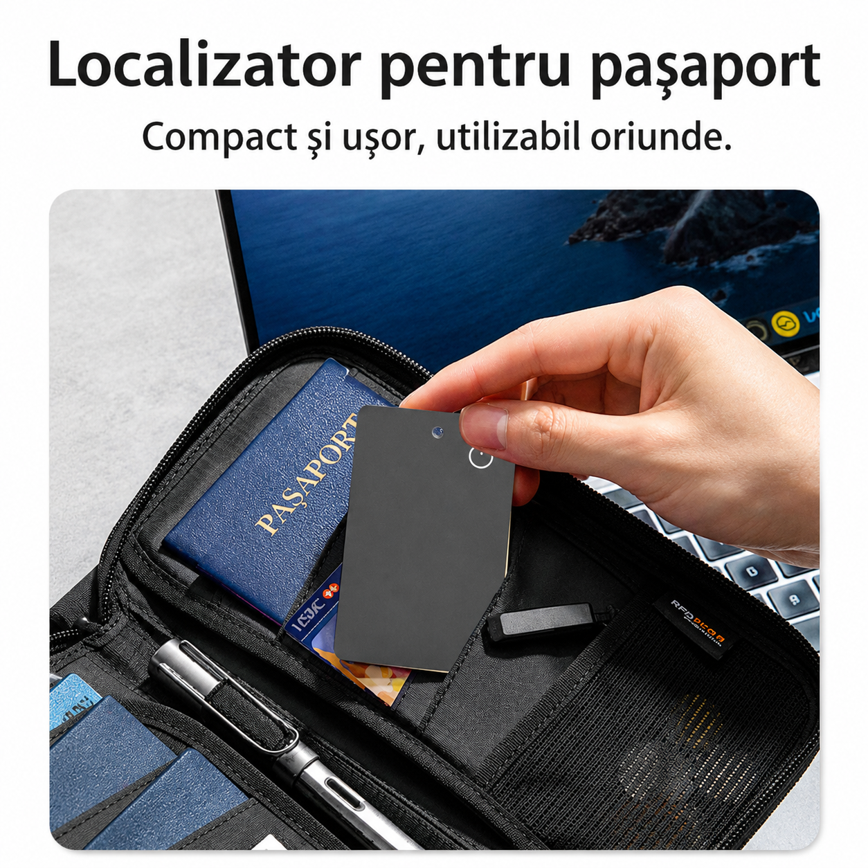 Card tracker anti-pierdere portofel, IP68, compatibil iOS sau Android [6]