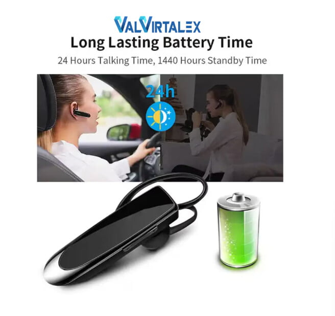 Cască Bluetooth VALVIRTALEX® K200 cu Microfon și Autonomie 24h – Bluetooth 5.0, Conectivitate Duală, CVC 6.0 [2]