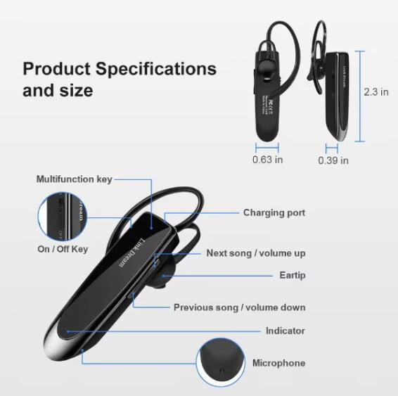 Cască Bluetooth VALVIRTALEX® K200 cu Microfon și Autonomie 24h – Bluetooth 5.0, Conectivitate Duală, CVC 6.0 [4]