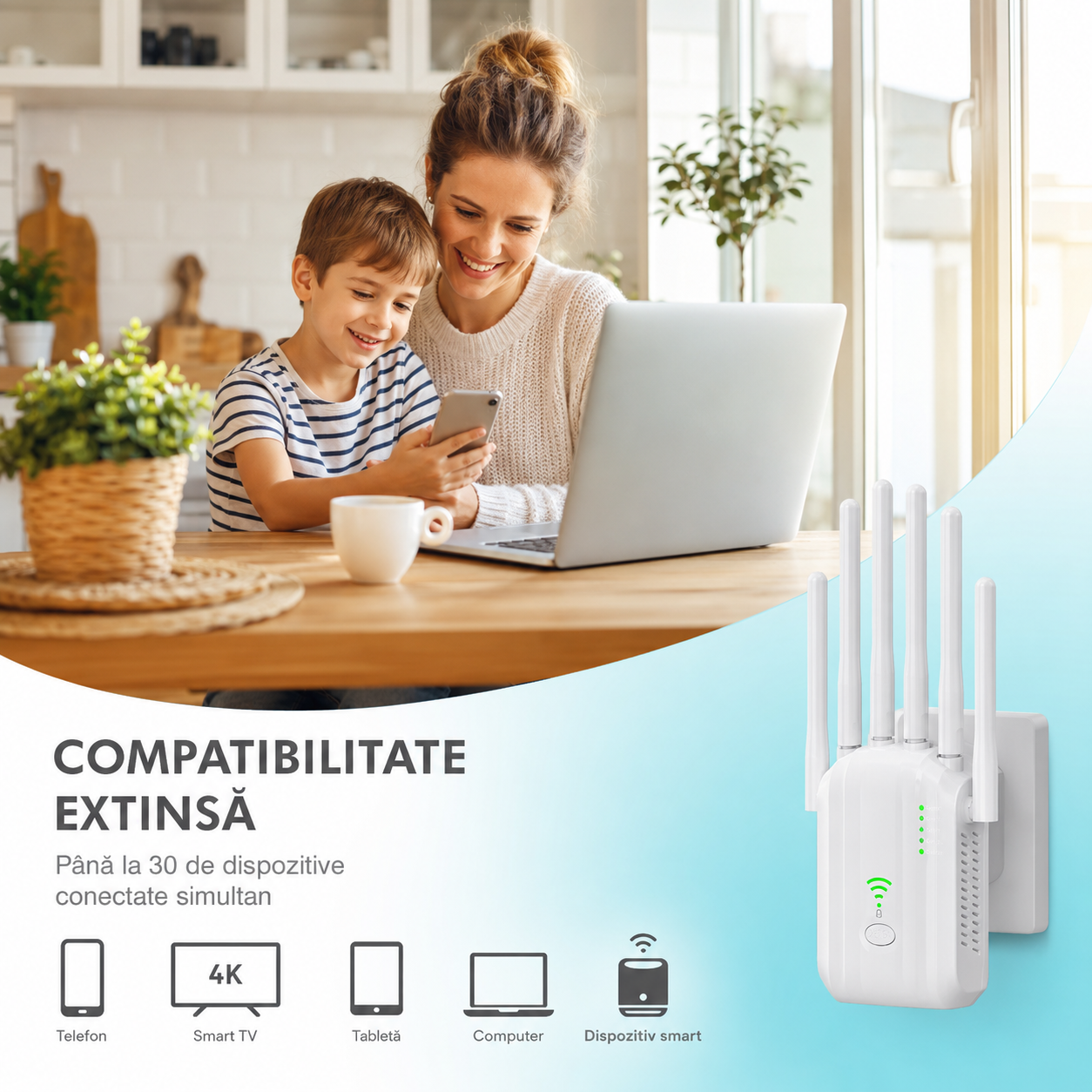 Extender WiFi Higi U20 dual band 1200 Mbps cu 6 antene externe [7]