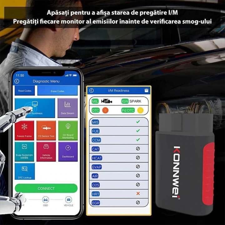 Interfata diagnoza auto KONNWEI KDIAG OBD2 Bluetooth [5]