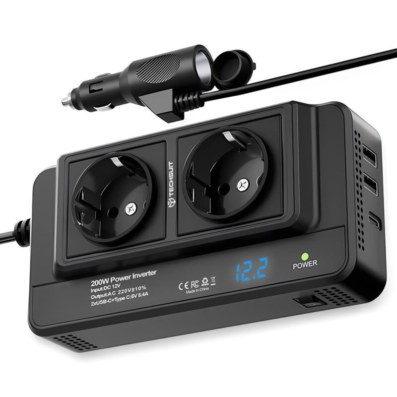 Invertor Auto ValVirtalex 200W-400W cu USB-C și Afișaj Digital [1]