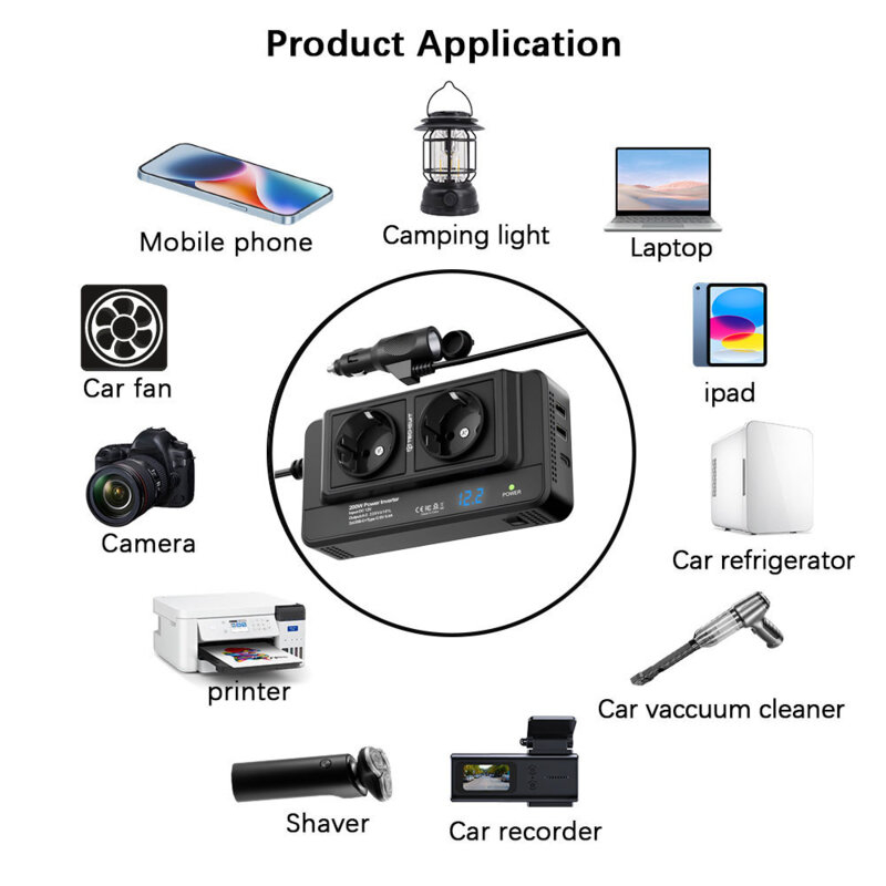 Invertor Auto ValVirtalex 200W-400W cu USB-C și Afișaj Digital [5]