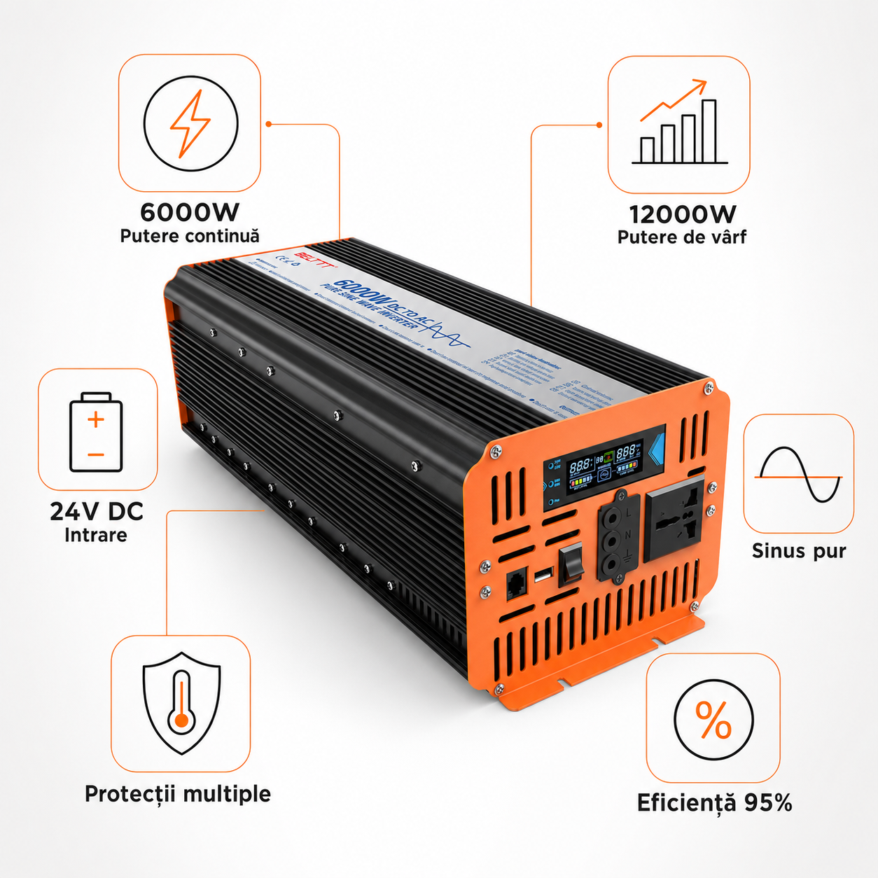 Invertor sinus pur Belttt BAP6000B 12000W 24V 230V [6]