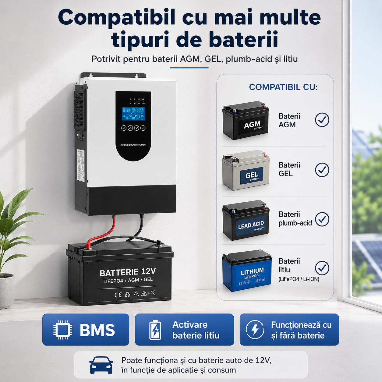 Invertor solar hibrid Belttt SYP2.5KW-12V cu regulator MPPT 100A și afișaj LCD [2]