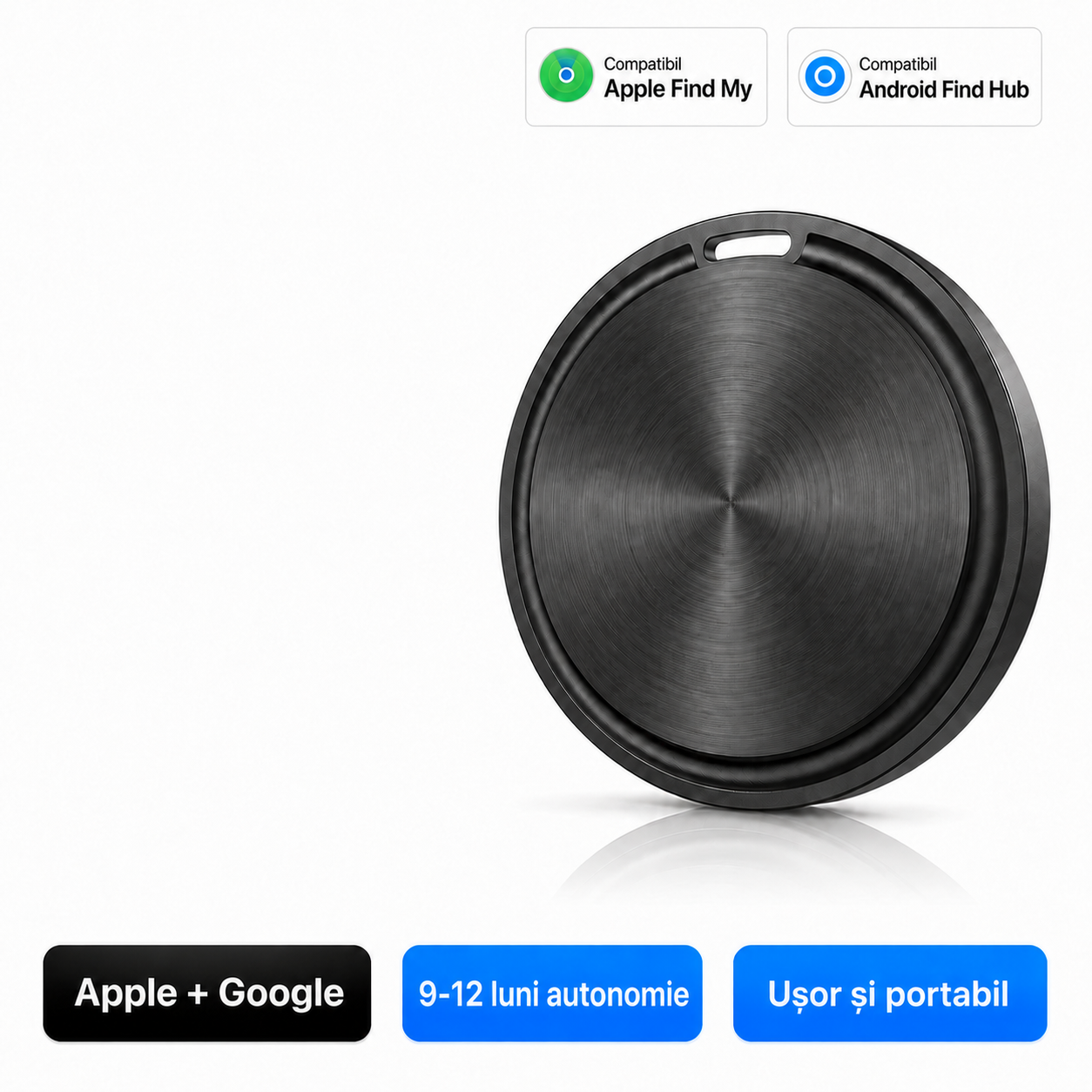 Localizator Bluetooth OTAG F8 Dual System negru compatibil Apple Find My si Google Find Hub [3]