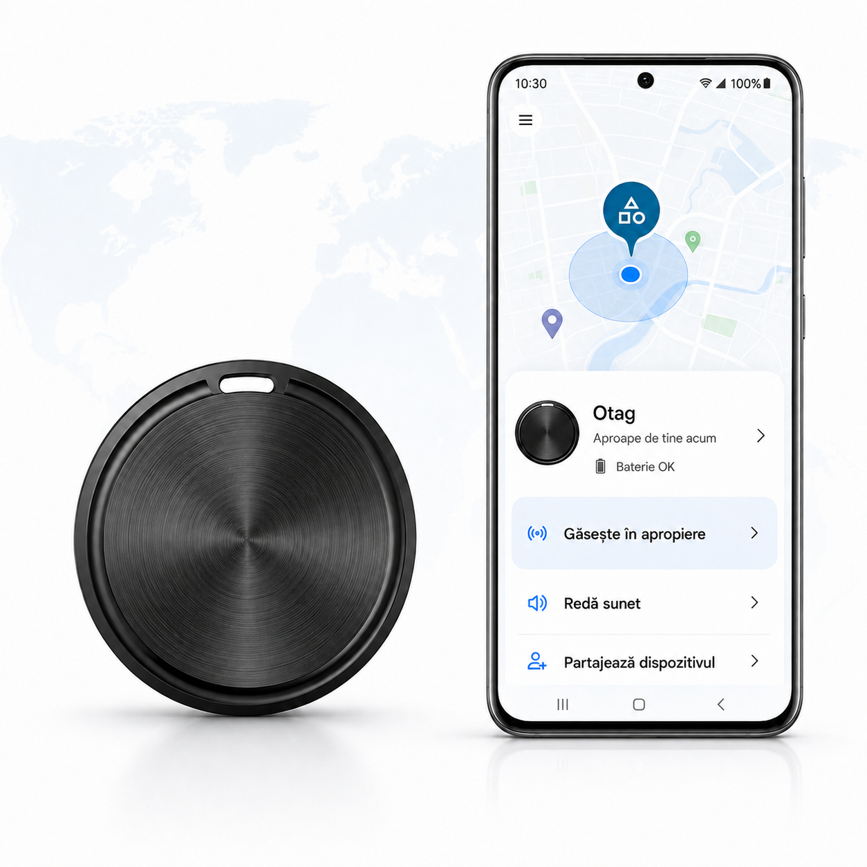 Localizator Bluetooth OTAG F8 Dual System negru compatibil Apple Find My si Google Find Hub [2]