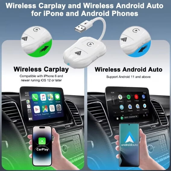 Modul Wireless 2 în 1 VALVIRTALEX® – Android Auto și CarPlay, Conectare Bluetooth + Wi-Fi, Compatibil Android 11+ și iOS 10+ [2]