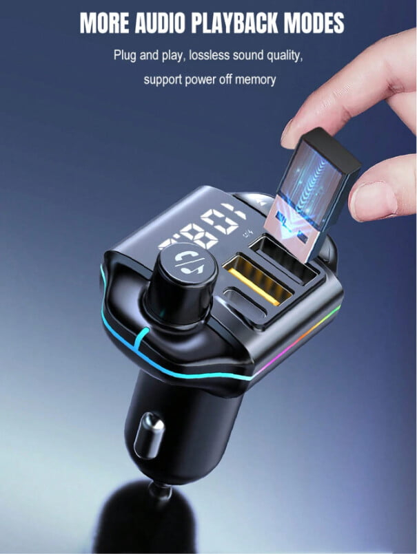 Modulator FM Auto VALVIRTALEX® Bluetooth 5.0, USB-C, QC 3.0, RGB, MP3 [3]