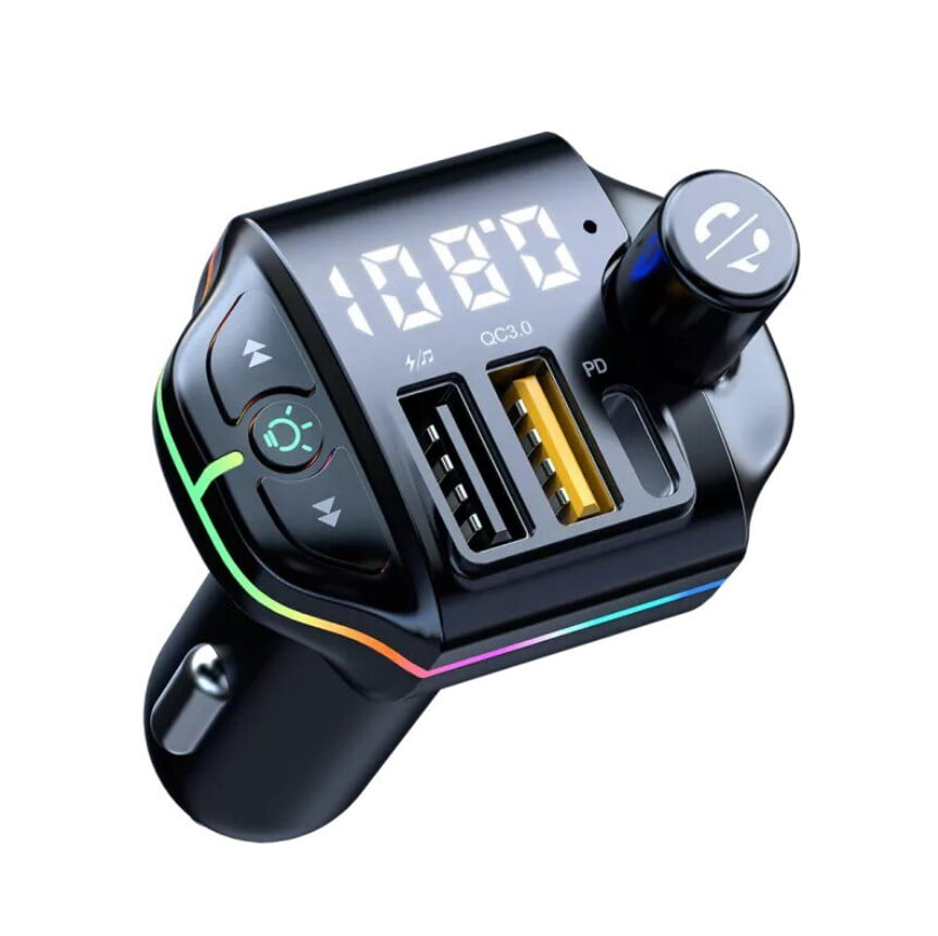 Modulator FM Auto VALVIRTALEX® Bluetooth 5.0, USB-C, QC 3.0, RGB, MP3 [9]