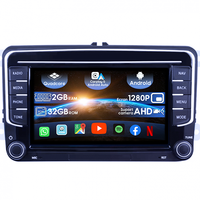 Navigație Auto Android 13 – 4GB RAM + 64GB – CarPlay, Android Auto, GPS – Compatibil VW, Skoda, Seat [2]
