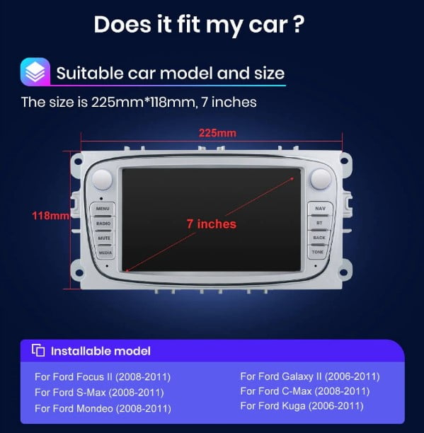Navigație Auto Android 10 7" VALVIRTALEX compatibilă Ford Focus, Mondeo, Galaxy [4]