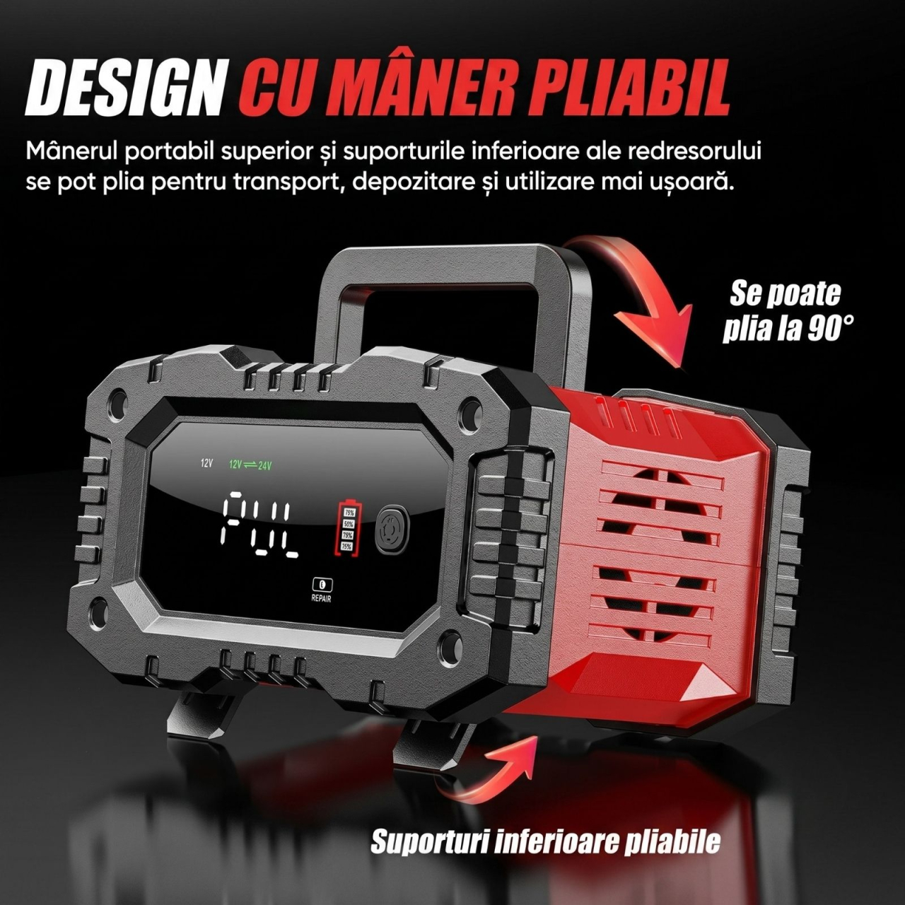 Redresor auto inteligent FOXSUR FPT-200 12V/20A 24V/10A cu functie Repair si display LCD [9]