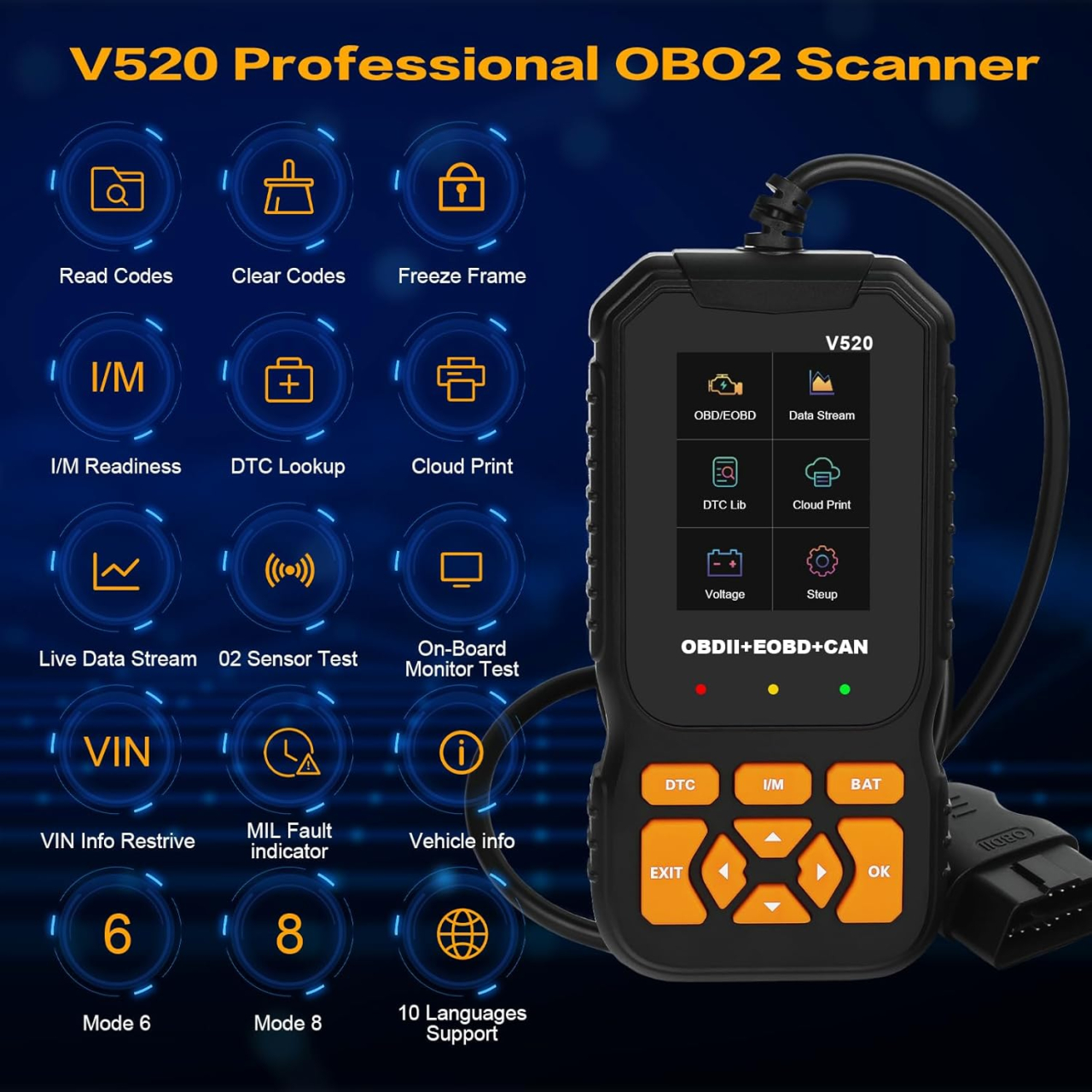 Diagnoză Auto OBD2 V520 – Scanner Profesional cu Ecran 2,8” [2]