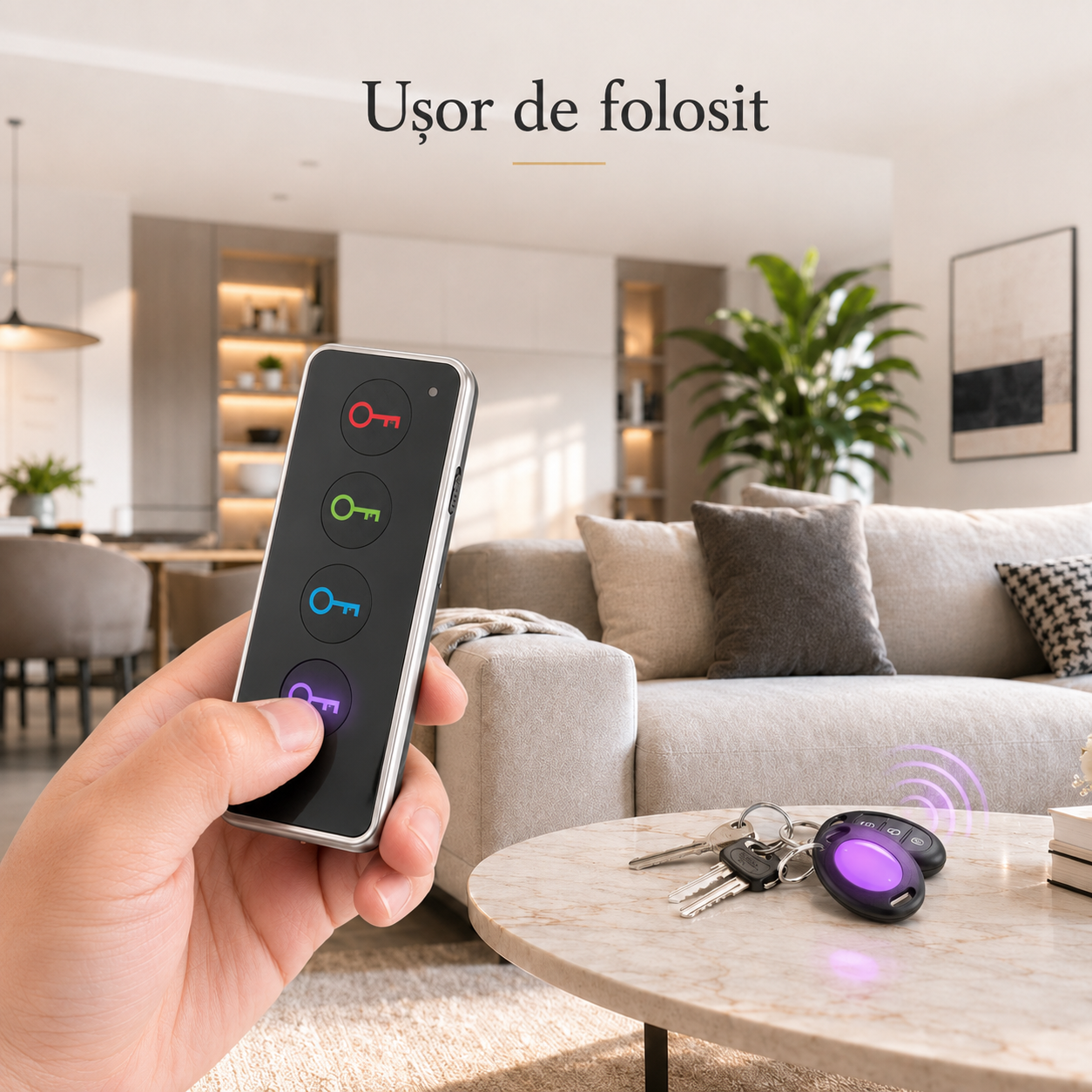 Set dispozitiv inteligent de localizare chei si obiecte Key Finder, 4 receptoare, multicolor [6]