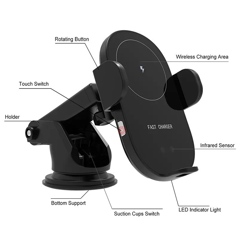 Suport auto telefon cu incarcare wireless 15W [5]