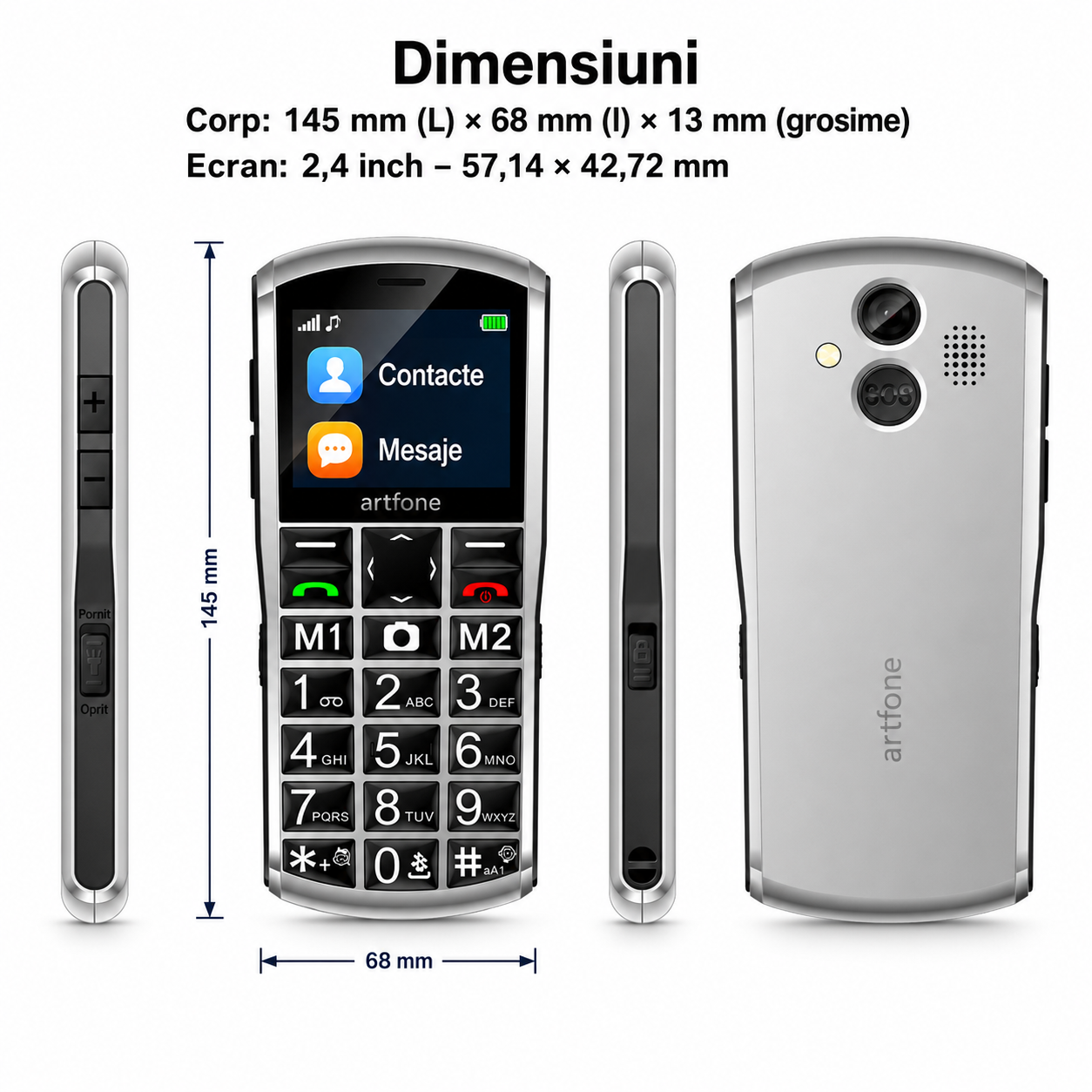 Telefon cu taste mari pentru seniori Artfone A400 4G cu dock de încărcare și buton SOS [5]