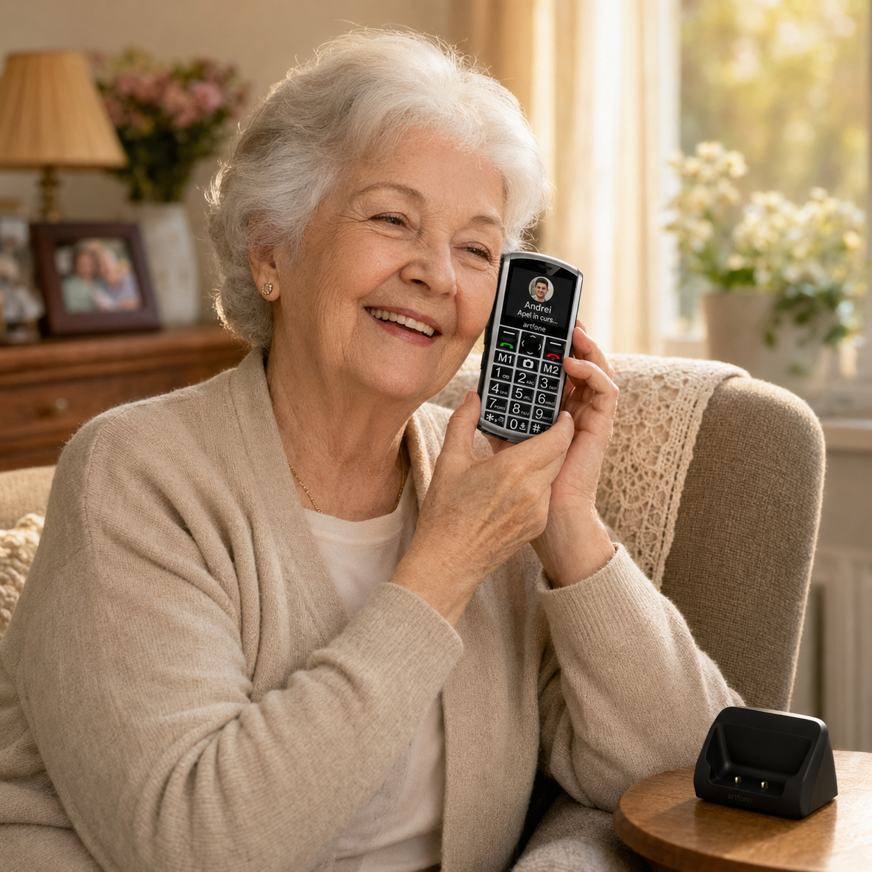 Telefon cu taste mari pentru seniori Artfone A400 4G cu dock de încărcare și buton SOS [10]