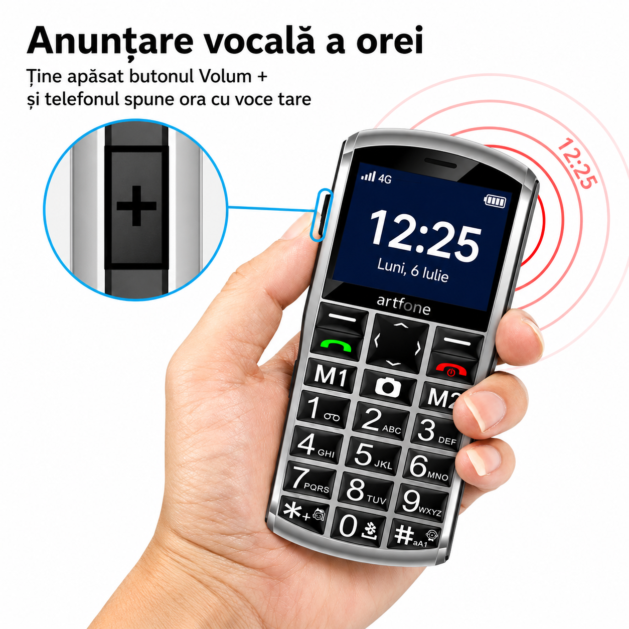 Telefon cu taste mari pentru seniori Artfone A400 4G cu dock de încărcare și buton SOS [7]