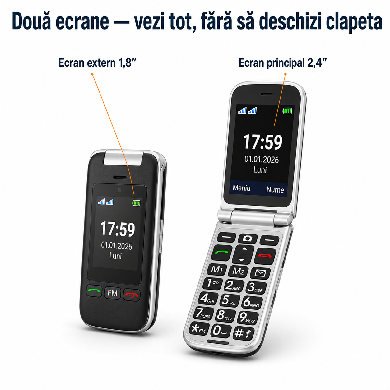 Telefon mobil cu clapetă Artfone C10 pentru seniori, cu taste mari și buton SOS [6]